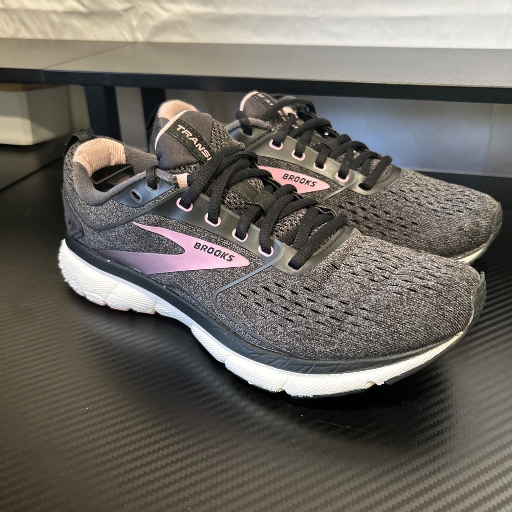 Brooks Transmit 3 Women's SIZE 8.5 Medium‎ Gray Mesh Lace Up Running Shoes